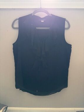 Tommy Hilfiger Sleeveless Ruffle Front Blouse - Black